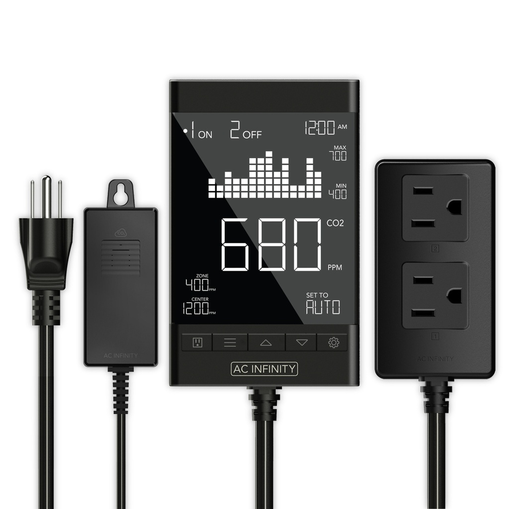 AC Infinity, CO2 Controller, Smart Outlet Carbon Dioxide Monitor for CO2Regulators and Inline Fans