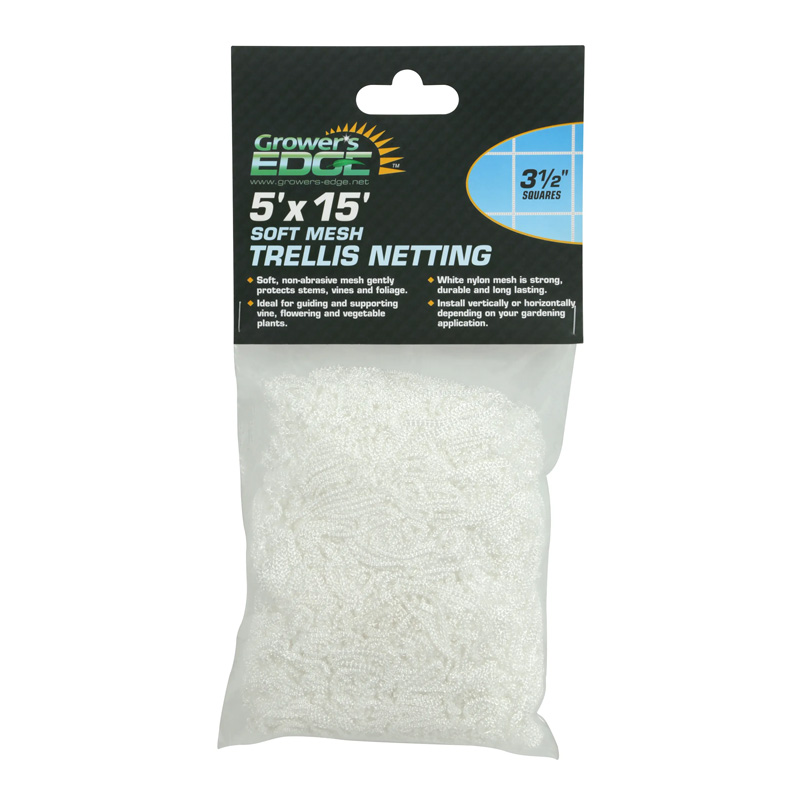Grower's Edge Soft Mesh Trellis Netting 5 ft x 15 ft w/ 3.5 in Squares
