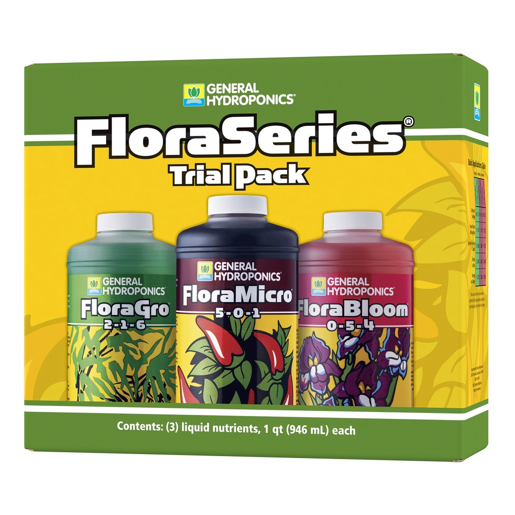General Hydroponics, Flora Series®, Quart, Trial Pack