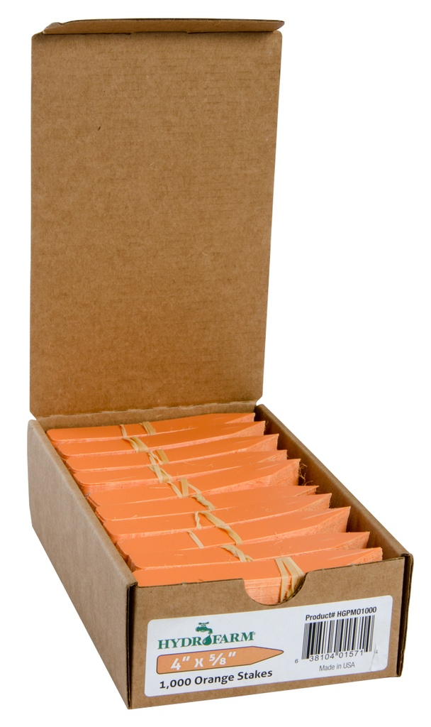 Hydrofarm Plant Stake Labels, Orange, 4" x 5/8"