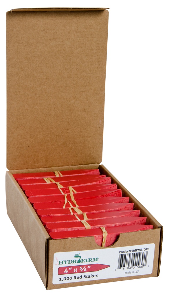 Hydrofarm Plant Stake Labels, Red, 4" x 5/8"
