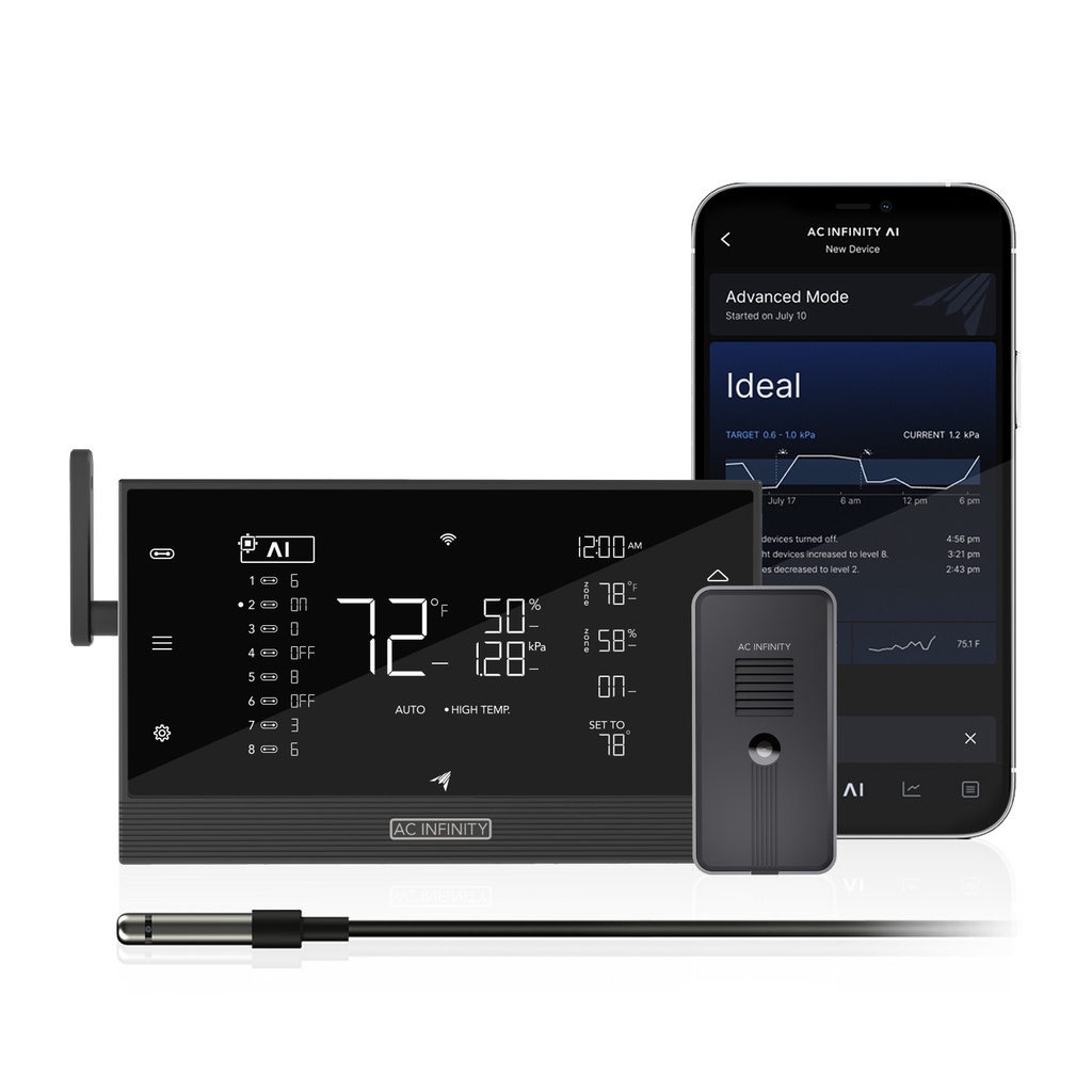 AC Infinity, CONTROLLER AI+, Environment Controller UIS 8-Port, Climate PlusCO2 Sensor Bundle