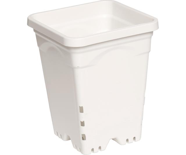 Hydrofarm, 6"x6", Square White Pot, 8" Tall 