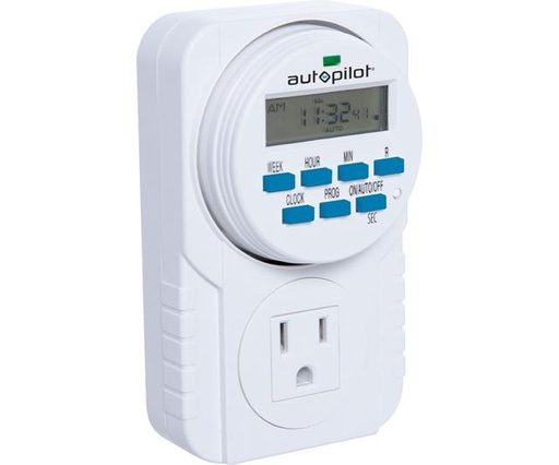 [TM01715] Autopilot 7-Day Grounded Digital Programmable Timer, 1725W, 15A, 1 Second On/Off, 8 On/Off Cycles