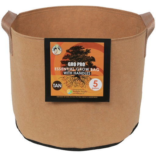 [HGC725097] Gro Pro Essential Round Fabric Pot w/ Handles 5 Gallon - Tan