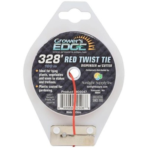 [HGC800047] Grower's Edge Red Twist Tie Dispenser w/ Cutter 328 ft