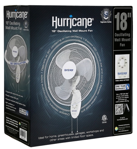 [HOWM18] Hurricane® Supreme Oscillating Wall Mount Fan 18 in
