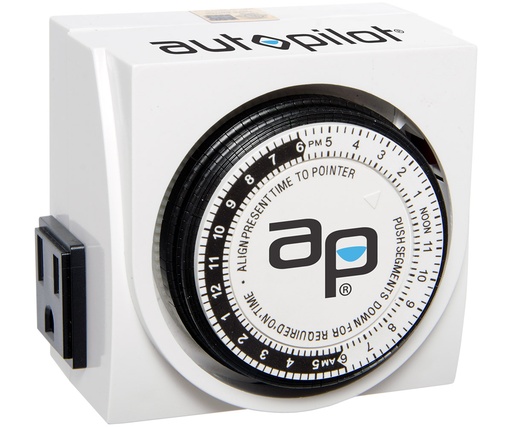 [TM01015D] Autopilot Dual-Outlet Analog Grounded Timer, 1725W, 15A, 15-Minute On/Off, 24 Hour